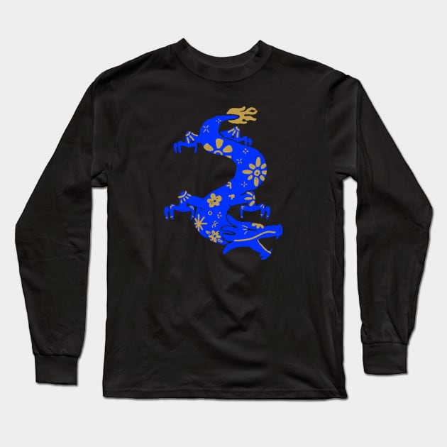 Blue Dragon Long Sleeve T-Shirt by Preston James Designs